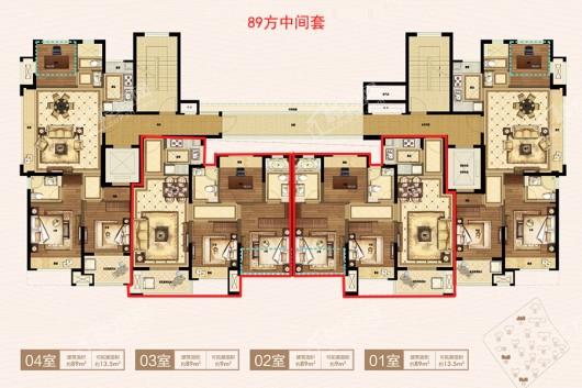 上实海上海(二期)89方中间套偶数层 3室2厅2卫1厨
