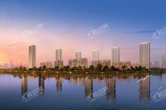荣安翡翠半岛项目沿河景观带全貌
