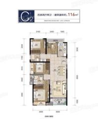 绿城桂语钱塘C2户型 4室2厅2卫1厨