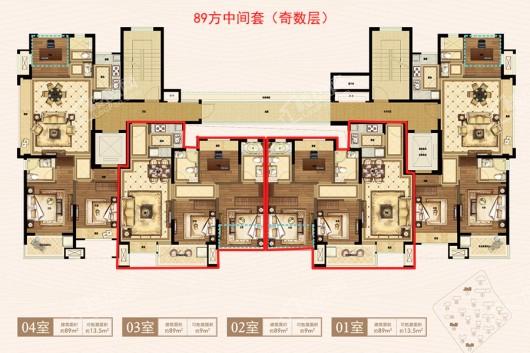上实海上海(二期)89方中间套奇数层 3室2厅2卫1厨