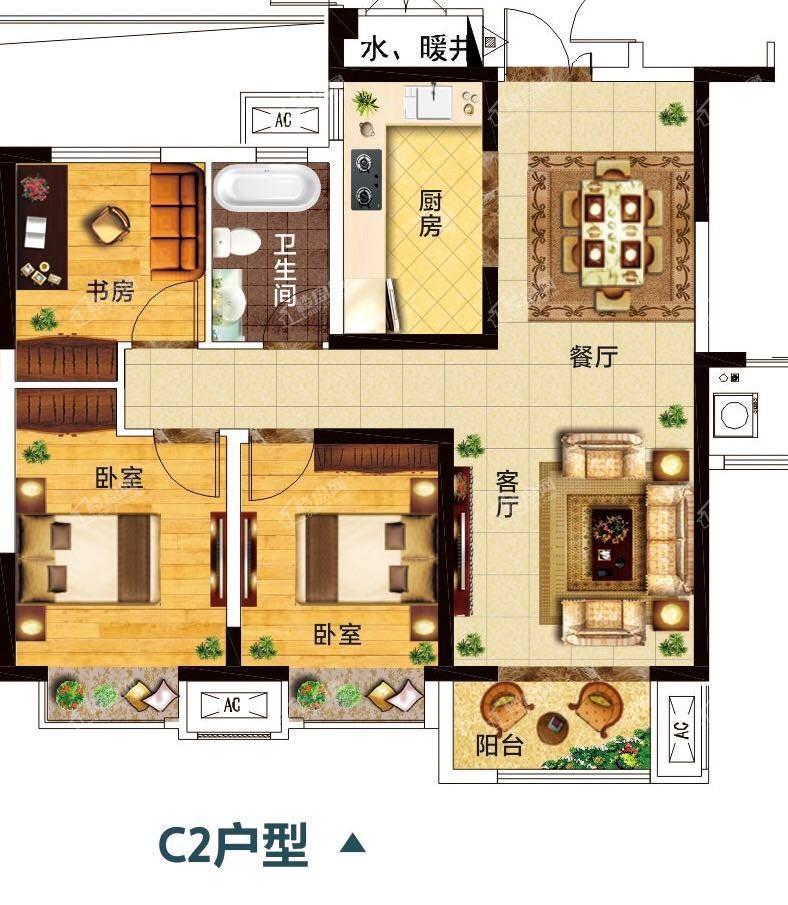 户型方正，客厅宽敞大方，阳台、客厅、餐厅位居于一线，自带书房，尽享阅读乐趣。