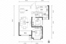 银河国际居住区三期E1户型 2室2厅1卫1厨