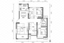 银河国际居住区三期F2户型 3室2厅2卫1厨