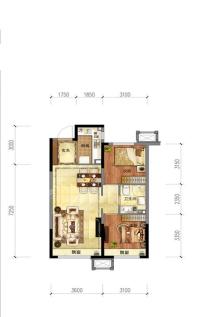 沈阳金地时代风华项目户型图高层80平面图（B户型）