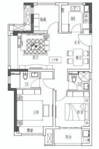 新城中骏悦隽半岛B户型 3室2厅2卫1厨