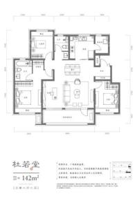 吴中姑苏院洋房142平米户型图 3室2厅2卫1厨