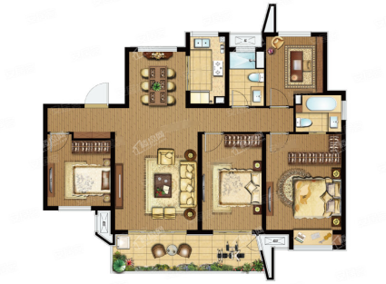 C户型， 4室2厅2卫1厨， 建筑面积约143.00平米