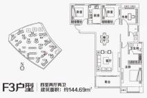 啟福城F3户型 4室2厅2卫1厨