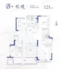 悦湖熙岸洋房125平户型图 4室2厅2卫1厨