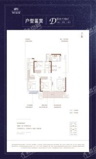 华宇·珑川府D户型119㎡ 3室2厅2卫1厨