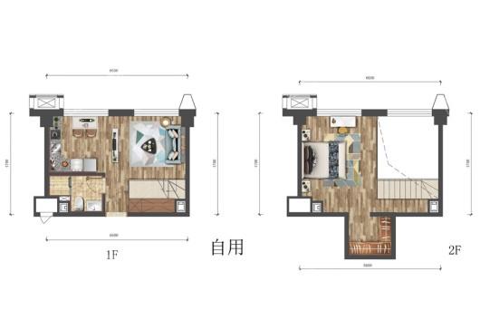 华润橡树湾六期公寓自住43平米户型图 1室1厅1卫1厨