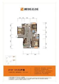 湘域芯城2#3#C户型（130-132平） 3室2厅2卫1厨