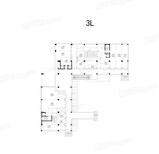 招商城市主场1#3层商铺平层图 1室1厅1卫1厨