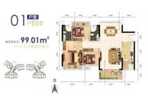 盈俊轩01户型 3室2厅2卫1厨