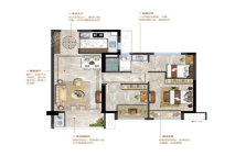 碧桂园.黄金时代A户型 85㎡ 3房2厅1卫 3室2厅1卫1厨