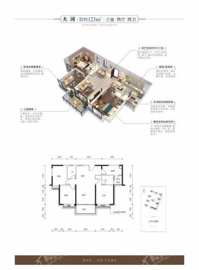 碧桂园·天荟天澜户型 3室2厅1卫2厨