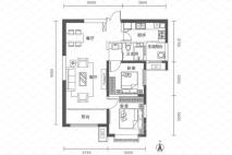 银河国际居住区三期E2户型 2室2厅1卫1厨