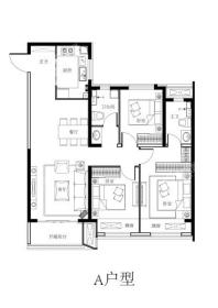 建海当代公园阅MOMΛA户型 3室2厅2卫1厨