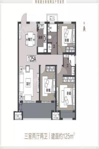 郸城建业新城户型125 3室2厅2卫1厨