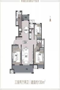 郸城建业新城户型130 3室2厅2卫1厨