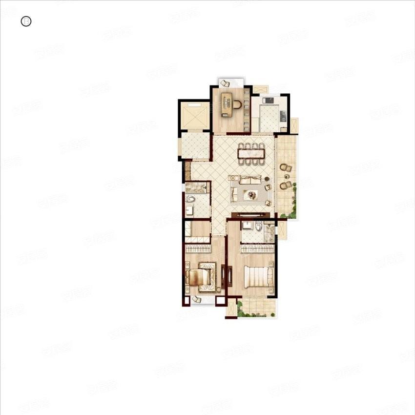 三室两厅两卫， 3室2厅2卫1厨， 建筑面积约126.00平米 