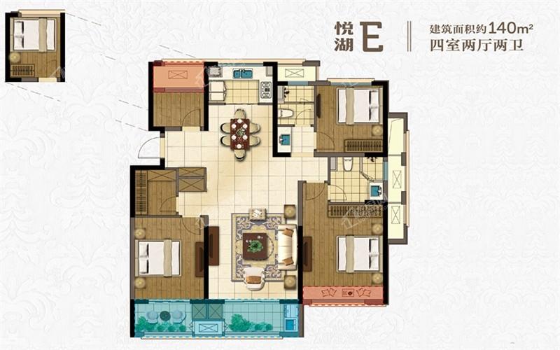 悦湖E 140m² 四室两厅两卫