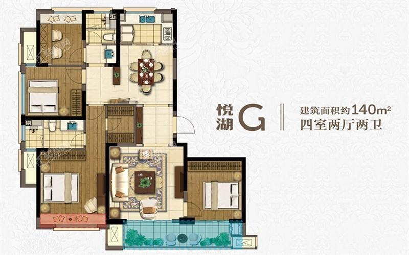 悦湖G 140m² 四室两厅两卫