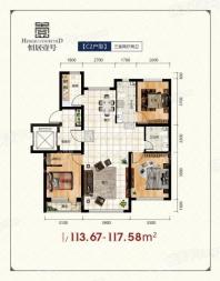 恒居壹号C2户型图 3室2厅2卫1厨