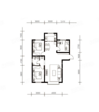 110.69㎡户型， 3室2厅1卫1厨， 建筑面积约110.69平米