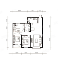 118.99㎡户型， 3室2厅1卫1厨， 建筑面积约118.99平米