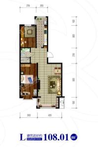 东侨国际（二期）1#L户型 2室2厅1卫1厨