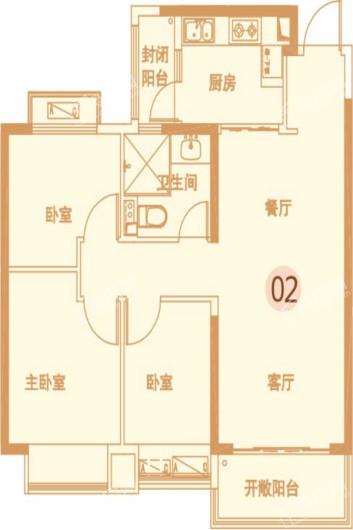 兰考恒大帝景3室2厅1卫 102.49平米 3室2厅1卫1厨