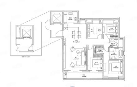 A1户型 4室2厅2卫 约181m²