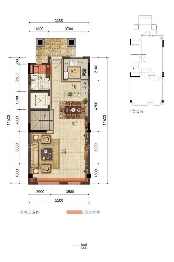 力高君逸府建面约179-183一层联排别院户型图