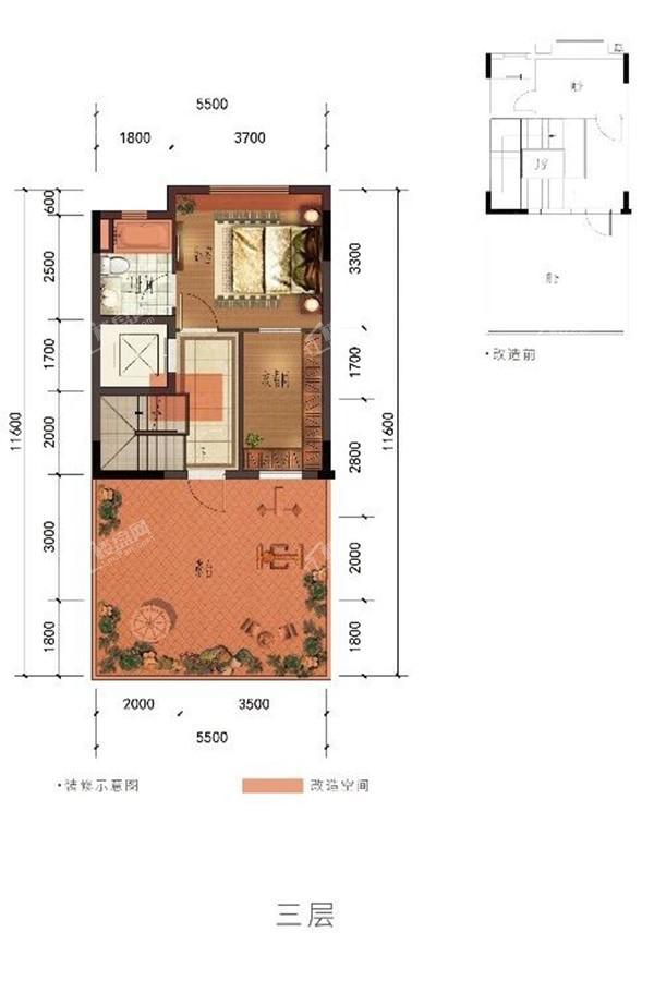 力高君逸府建面约179-183三层联排别院户型图