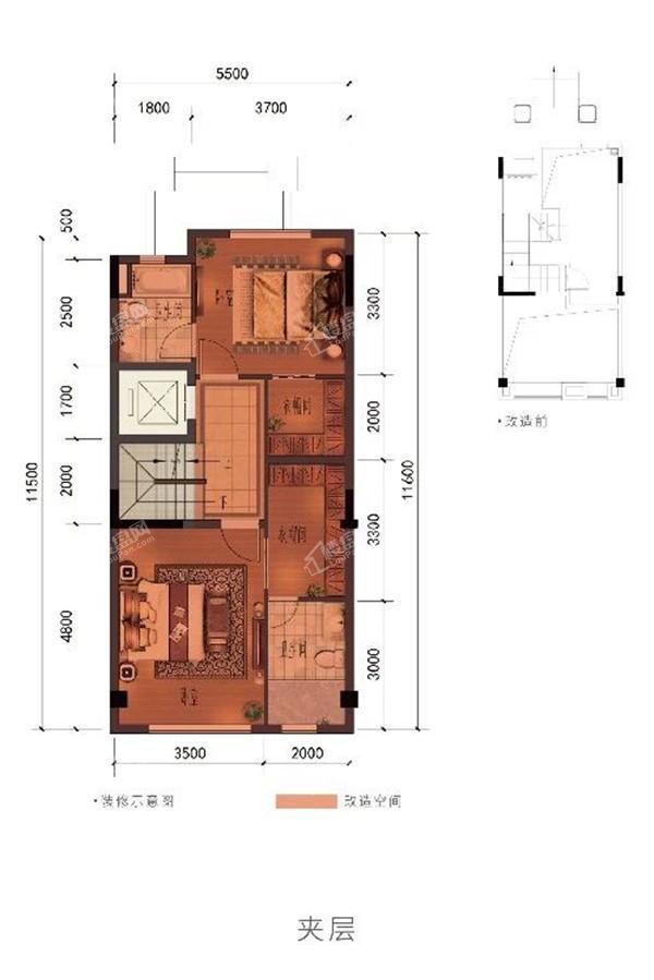 力高君逸府建面约179-183联排别院夹层户型图