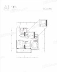 融创·滨湖印高层-115㎡户型 3室2厅1卫