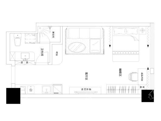 天元广场·玺园公寓42-55平米面积区间 1室1厅1卫1厨