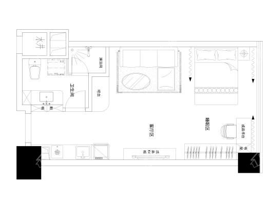 天元广场·玺园公寓42-55平米面积区间 1室1厅1卫1厨