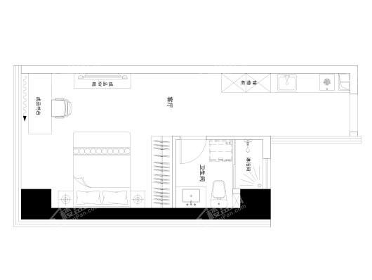天元广场·玺园公寓42-55平米面积区间 1室1厅1厨