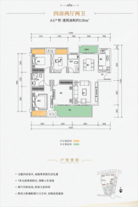 九里蓝湾A1户型 4室2厅2卫1厨