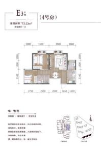 万科曼西缇E3(4号房)户型 2室2厅1卫1厨