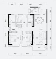 C-2户型， 3室2厅2卫1厨， 建筑面积约119.00平米
