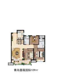 实地·蔷薇国际3室2厅2卫109㎡户型 3室2厅2卫1厨