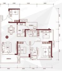 时代誉峰5号楼03户型 4室2厅2卫1厨