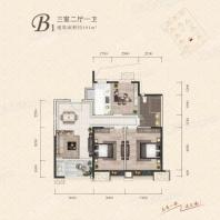 一方南岭国际.四街区B1户型 3室2厅1卫1厨