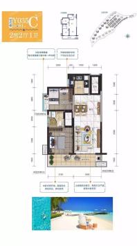 钻石郡Y035C户型 两房两厅一卫 81㎡