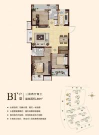 平湖中天熙景诚品88㎡B1户型图