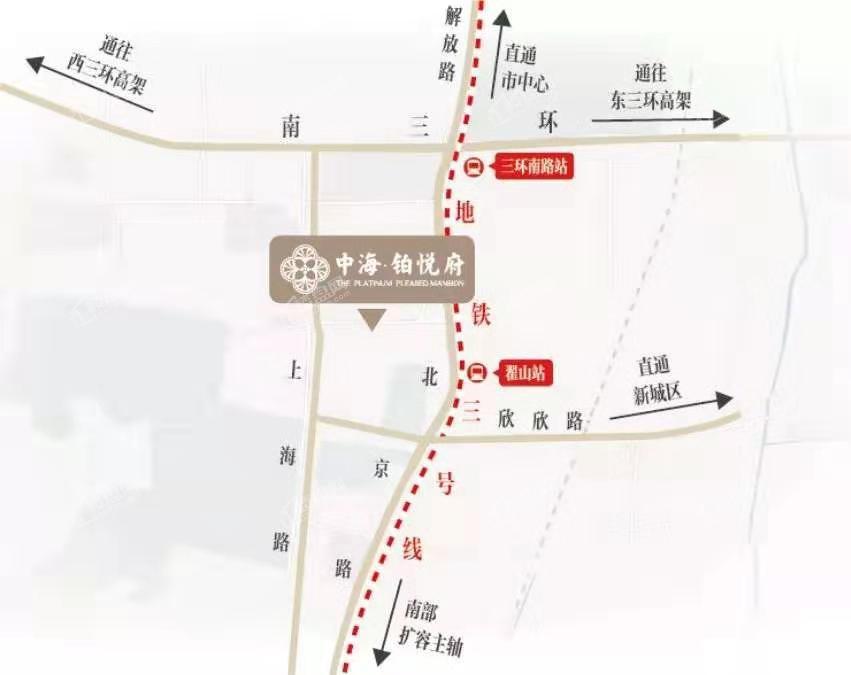 中海铂悦府项目交通示意图