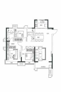 保利熙悦126㎡户型 3室2厅2卫1厨